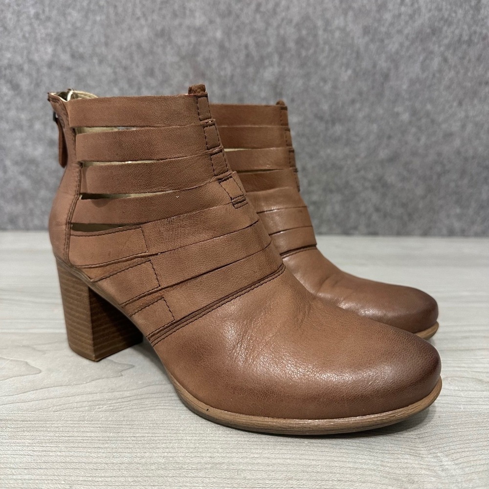 Josef Seibel Bonnie Womens Sz 38 Brown Caged‎ Cutout Block Heel Ankle Booties